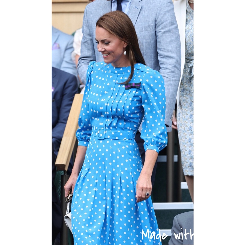 Azure Blue Alessandra Rich Pleated Embellished Silk Crepe de Chine Dress